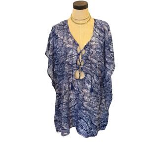 OP Ocean Pacific Blue Tie Front Swim Cover Up Women size M